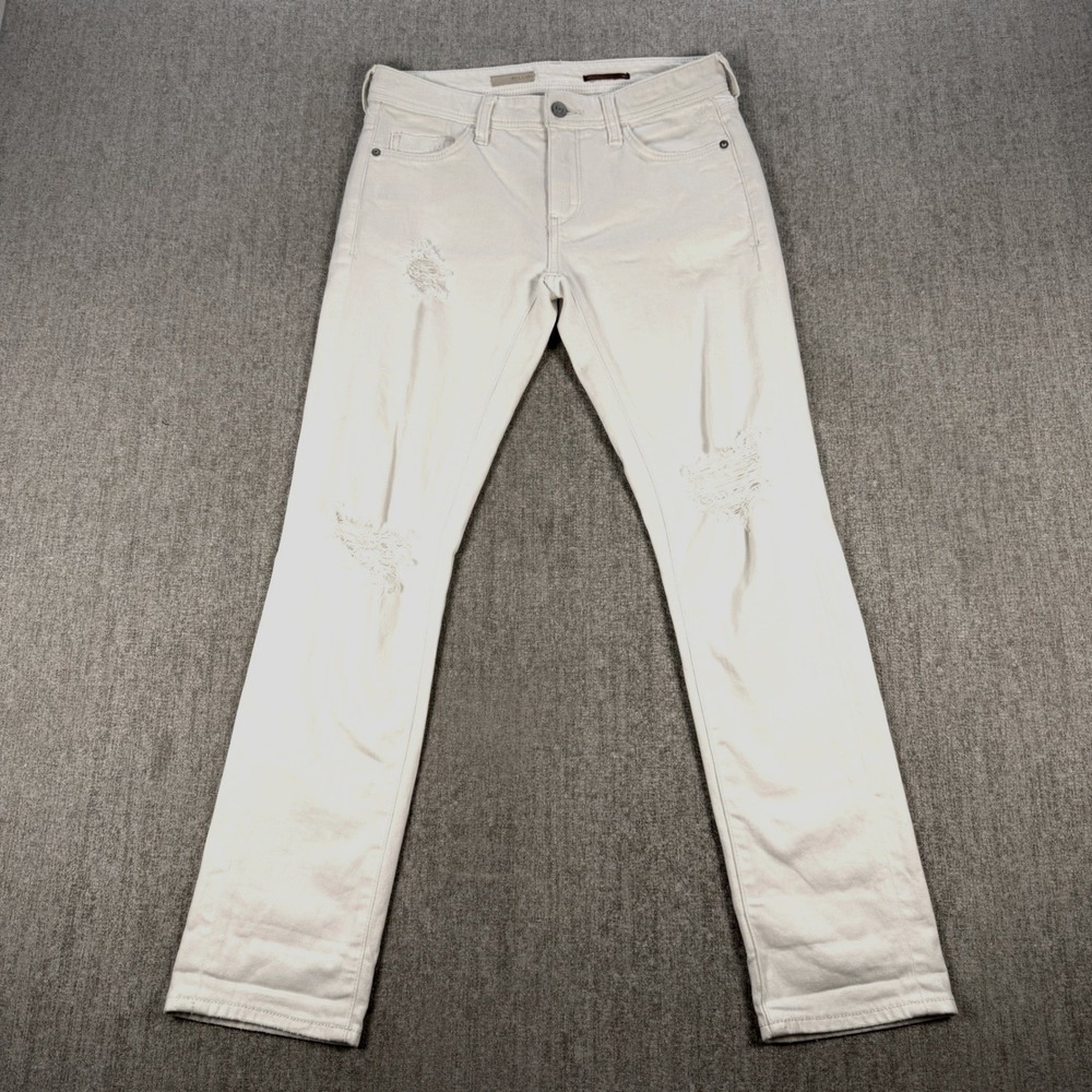 Pilcro‎ Jeans Women 25 Cream Distressed Slim Straight Denim RN 66170